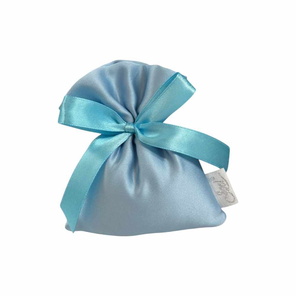 Sacchetto portaconfetti raso celeste made in italy