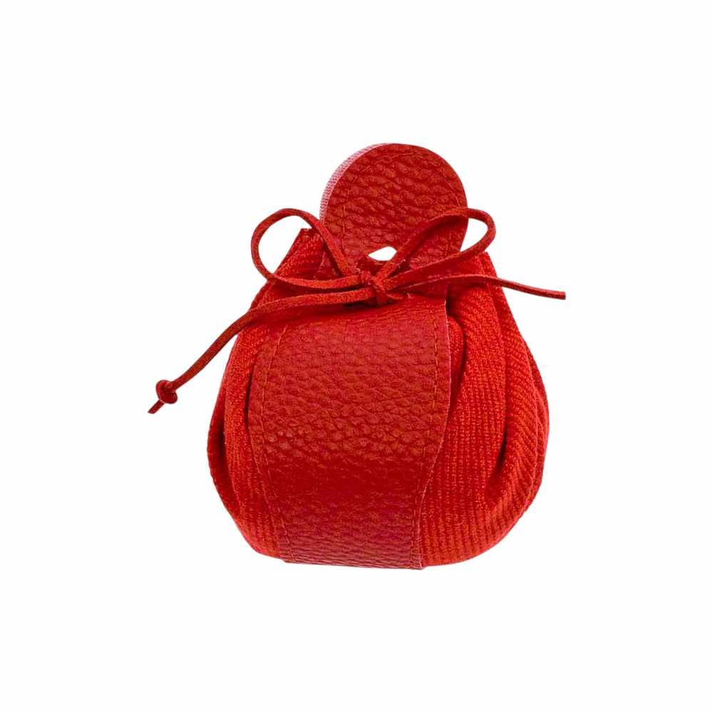 Sacchetto portaconfetti Ecopelle e Tessuto Rosso. Misure 10x11, accessorio elegante e raffinato ideale per ogni tipo di evento