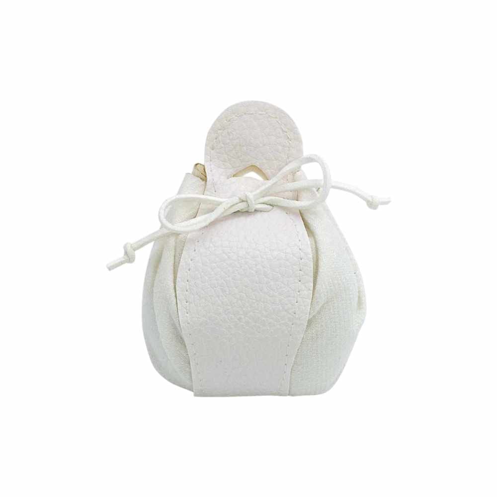 Sacchetto Ecopelle e Tessuto Bianco. Misure 10x11, accessorio elegante e raffinato ideale per ogni tipo di evento