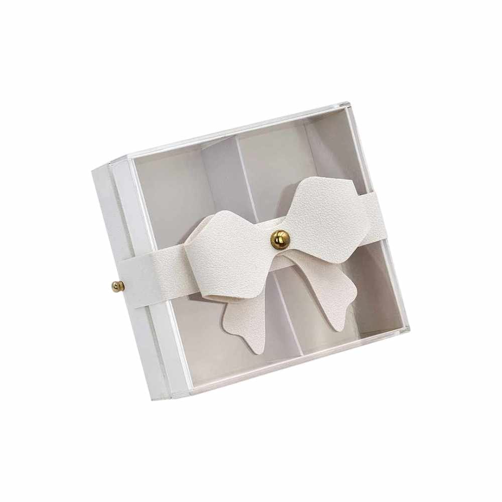 Scatola portaconfetti piccola panna in cartone e plexi