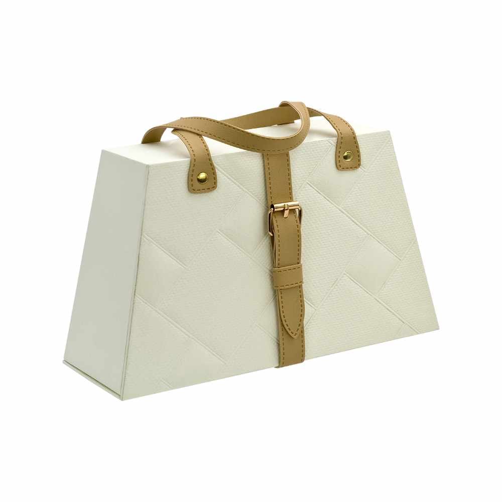 Borsa valigetta panna e cuoio trapuntata in cartone