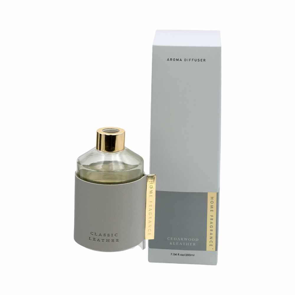 Diffusore bomboniera in vetro rivestito in similpelle grigio da 200 ml