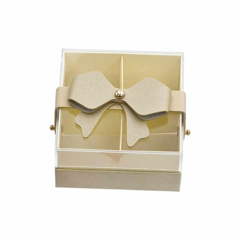scatola portaconfetti piccola beige in cartone e plexi