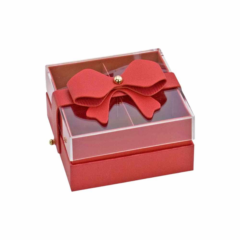 scatola portaconfetti piccola rossa in cartone e plexi