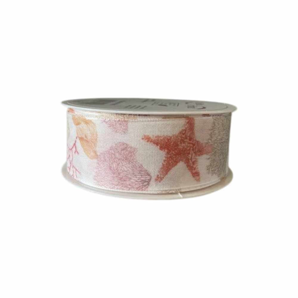 Nastro tema marino panna altezza 40mm, ideale per confezionare bomboniere, sacchetti porta confetti e articoli da regalo
