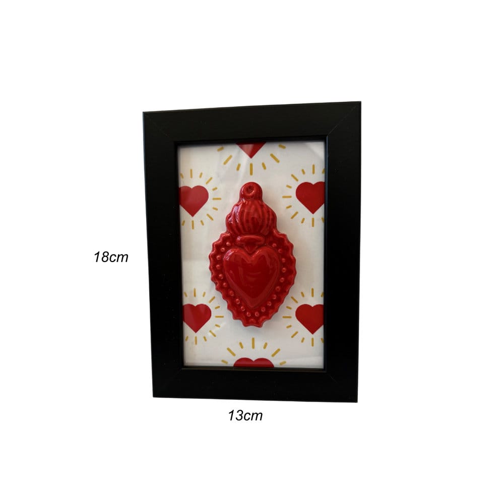 Cornice con cuore sacro rosso misure 13x18cm