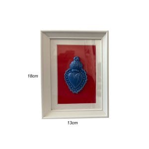 Cornice con cuore sacro in porcellana blu