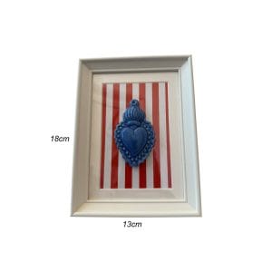 Cornice con cuore sacro in porcellana blu