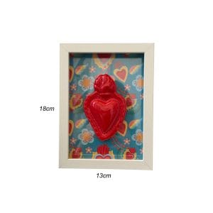 Cornice con cuore sacro in porcellana rosso e sfondo pop-art