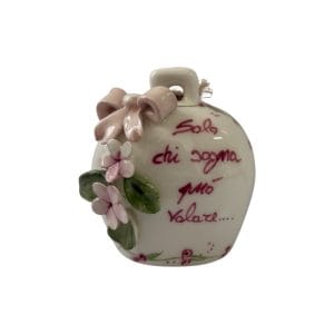 Bomboniera Campanella Decoro Fiori, Fiocco e Frase Grande