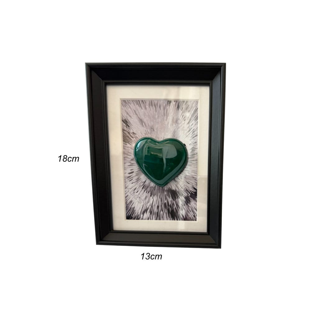 Cornice con cuore verde ottanio misure 13x18cm