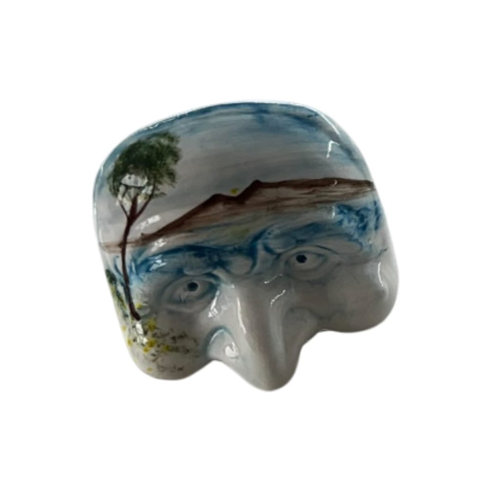 Maschera grande in porcellana con decoro Napoli misure 10x9cm