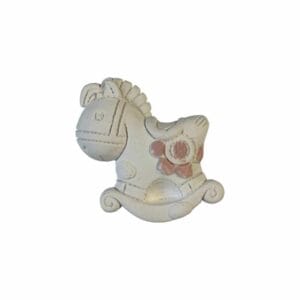 Magnete Cavalluccio a Dondolo Bianco e Rosa Misure 4,5x3cm