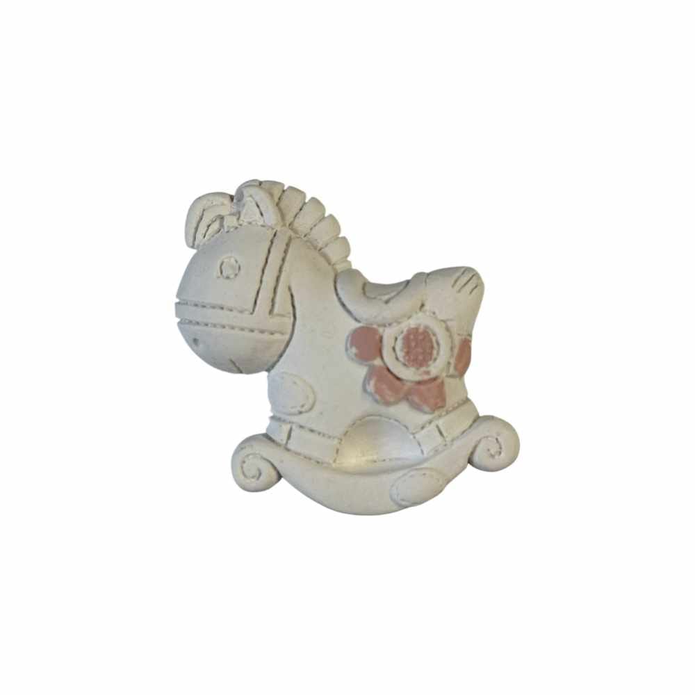 Magnete Cavalluccio Bianco e rosa in resina ideale per Baby shower, nascita e battesimo