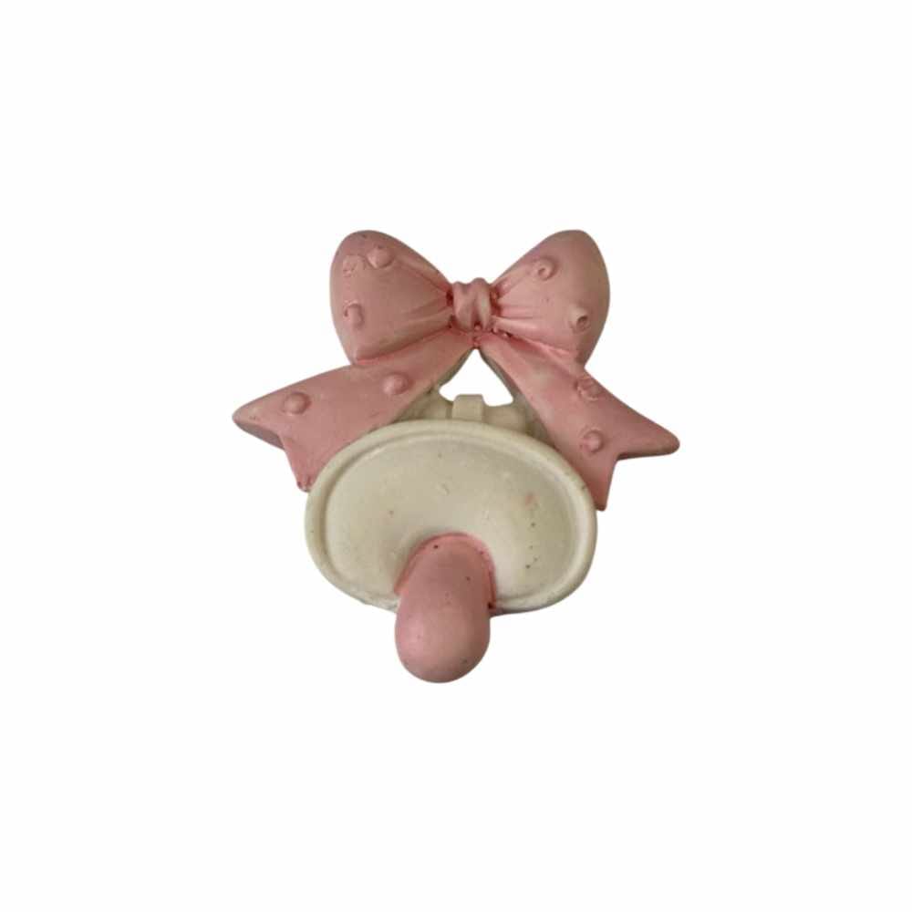 Magnete Ciuccio con fiocco rosa in resina