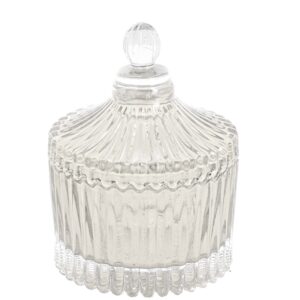 Bomboniera Scatola in Vetro Rigato Grande con Coperchio