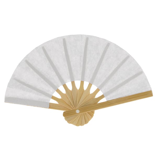 VENTAGLIO PIEGHEVOLE BIANCO CARTA/LEGNO LUNGH.25 CM PERSONALIZZABILE