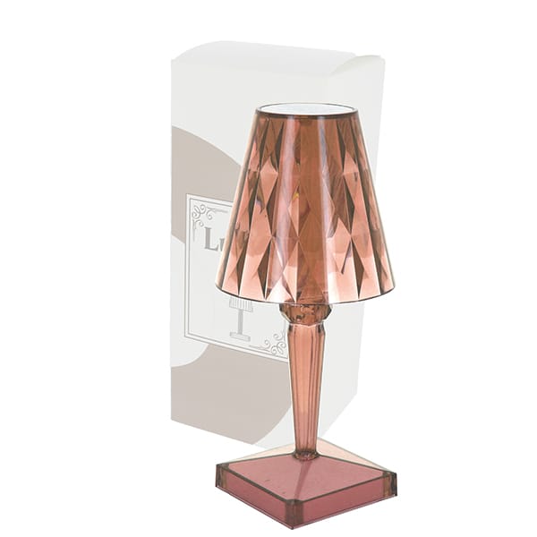 Lampada da tavolo Diamante acrilico c/controllo touch e usb 12x25 rosa cipria