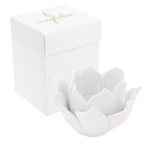 Candela Magnolia Porcellana “Gocce di Rugiada” 10×6,5 con astuccio