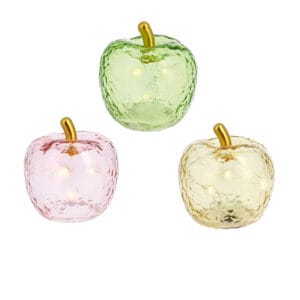 Lampada Mela LED in Vetro – 3 Colori Assortiti – 7,5×8 cm