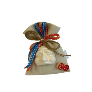 Sacchetto porta confetti con Pulcinella in Porcellana di Capodimonte