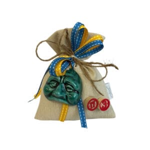 Sacchetto porta confetti con Pulcinella in Porcellana di Capodimonte